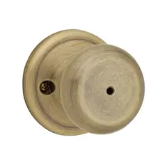 Kwikset CP730J-5 Clear Pack Juno Knob Privacy Lock with RCAL Latch and RCS Strike Antique Brass Finish