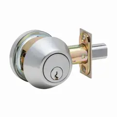 Dexter Commercial DB1000SCT626KDC Single Cylinder Grade 1 Deadbolt with C Keyway; Adjustable Backset; and 2-3/4" Square Strike Satin Chrome Finish