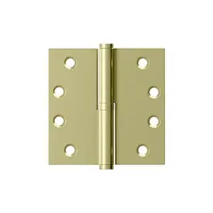 Deltana DSBLO43UNLRH Right Hand 4" x 4" Square Lift-Off Hinge Unlacquered Brass Finish