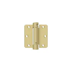 Deltana DSH35R43/4 3-1/2" x 3-1/2" x 1/4" Spring Hinge; Bright Brass By Satin Brass Finish