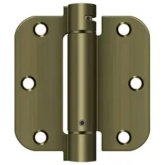 Deltana DSH35R55 3-1/2" x 3-1/2" x 5/8" Spring Hinge; Antique Brass Finish