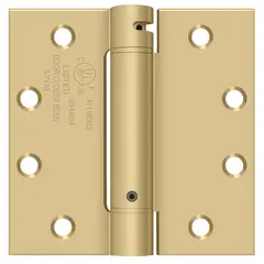 Deltana DSH45U4 4-1/2" x 4-1/2" Spring Hinge; Satin Brass Finish