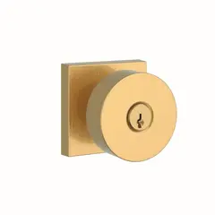 Baldwin ENCONCSR044 Entry Contemporary Knob and Contemporary Square Rose with 6AL Latch and Dual Strike Lifetime Satin Brass Finish