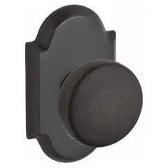 Baldwin ENRUSRAR481 Entry Rustic Knob and Rustic Arch Rose with 6AL Latch and Dual Strike Dark Bronze Finish