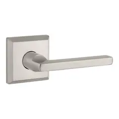 Baldwin ENSQURTSR150 Entry Right Hand Square Lever and Traditional Square Rose with 6AL Latch and Dual Strike Satin Nickel Finish