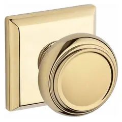 Baldwin ENTRATSR003 Entry Traditional Knob and Traditional Square Rose with 6AL Latch and Dual Strike Lifetime Brass Finish