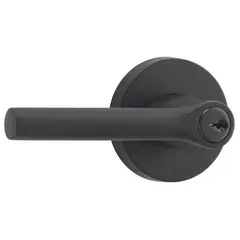 Baldwin ENTUBRCRR190 Entry Right Hand Tube Lever and Contemporary Round Rose with 6AL Latch and Dual Strike Satin Black Finish