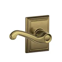 Schlage Residential F10FLA609ADD Flair Lever with Addison Rose Passage Lock with 16080 Latch and 10027 Strike Antique Brass Finish