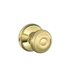 Schlage Residential F10GEO505 Georgian Knob Passage Lock with 16080 Latch and 10027 Strike Lifetime Brass Finish