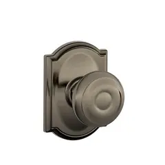 Schlage Residential F10GEO620CAM Georgian Knob with Camelot Rose Passage Lock with 16080 Latch and 10027 Strike Antique Nickel Finish