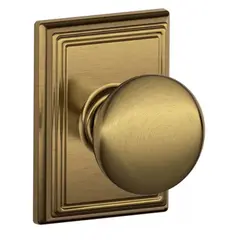 Schlage Residential F10PLY609ADD Plymouth Knob with Addison Rose Passage Lock with 16080 Latch and 10027 Strike Antique Brass Finish