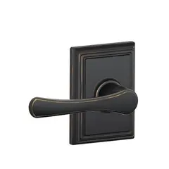 Schlage Residential F10VLA716ADD Avila Lever with Addison Rose Passage Lock with 16080 Latch and 10027 Strike Aged Bronze Finish