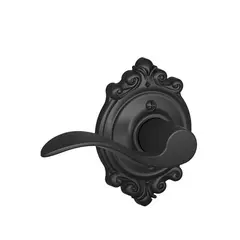 Schlage Residential F170ACC622BRKRH Right Hand Accent Lever with Brookshire Rose Half Dummy Matte Black Finish