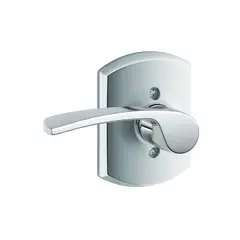 Schlage Residential F170MER625GRWLH Left Hand Merano Lever with Greenwich Rose Half Dummy Bright Chrome Finish