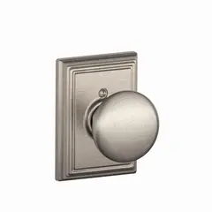 Schlage Residential F170PLY619ADD Plymouth Knob with Addison Rose Half Dummy Satin Nickel Finish