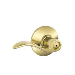 Schlage Residential F40ACC605619RH Right Hand Accent Lever Privacy Lock with 16080 Latch and 10027 Strike Bright Brass by Satin Nickel Finish