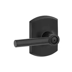 Schlage Residential F40BRW622GRW Broadway Lever with Greenwich Rose Privacy Lock with 16080 Latch and 10027 Strike Matte Black Finish