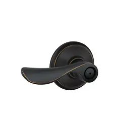 Schlage Residential F40CHP716 Champagne Lever Privacy Lock with 16080 Latch and 10027 Strike Aged Bronze Finish