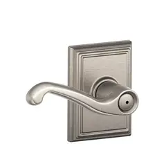 Schlage Residential F40FLA619ADD Flair Lever with Addison Rose Privacy Lock with 16080 Latch and 10027 Strike Satin Nickel Finish