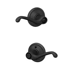 Schlage Residential F40FLA622 Flair Lever Privacy Lock with 16080 Latch and 10027 Strike Matte Black Finish