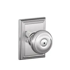 Schlage Residential F40GEO625ADD Georgian Knob with Addison Rose Privacy Lock with 16080 Latch and 10027 Strike Bright Chrome Finish