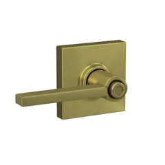 Schlage Residential F40LAT608COL Latitude Lever with Collins Rose Privacy Lock with 16080 Latch and 10027 Strike Satin Brass Finish