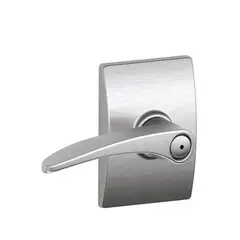 Schlage Residential F40MNH626CEN Manhattan Lever with Century Rose Privacy Lock with 16080 Latch and 10027 Strike Satin Chrome Finish