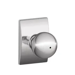 Schlage Residential F40ORB625CEN Orbit Knob with Century Rose Privacy Lock with 16080 Latch and 10027 Strike Bright Chrome Finish