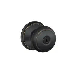 Schlage Residential F51AAND716 Andover Knob Keyed Entry Lock C Keyway with 16211 Latch and 10063 Strike Aged Bronze Finish