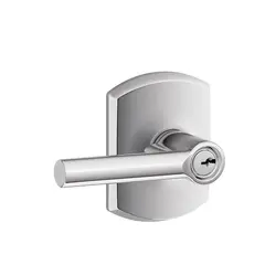 Schlage Residential F51ABRW625GRW Broadway Lever with Greenwich Rose Keyed Entry Lock C Keyway with 16211 Latch and 10063 Strike Bright Chrome Finish