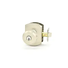 Schlage Residential F51ABWE619GRW Bowery Knob with Greenwich Rose Keyed Entry Lock C Keyway with 16211 Latch and 10063 Strike Satin Nickel Finish