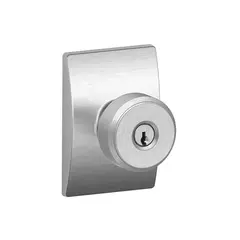 Schlage Residential F51ABWE626CEN Bowery Knob with Century Rose Keyed Entry Lock C Keyway with 16211 Latch and 10063 Strike Satin Chrome Finish