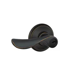 Schlage Residential F51ACHP716 Champagne Lever Keyed Entry Lock C Keyway with 16211 Latch and 10063 Strike Aged Bronze Finish