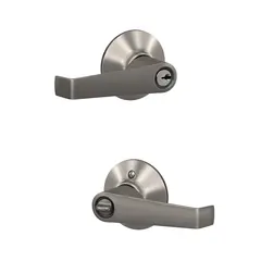 Schlage Residential F51AELA619 Elan Lever Keyed Entry Lock C Keyway with 16211 Latch and 10063 Strike Satin Nickel Finish