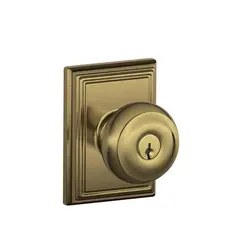 Schlage Residential F51AGEO609ADD Georgian Knob with Addison Rose Keyed Entry Lock C Keyway with 16211 Latch and 10063 Strike Antique Brass Finish