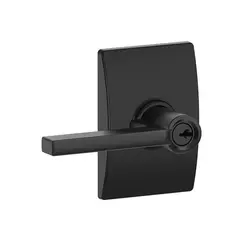 Schlage Residential F51ALAT622CEN Latitude Lever with Century Rose Keyed Entry Lock C Keyway with 16211 Latch and 10063 Strike Matte Black Finish