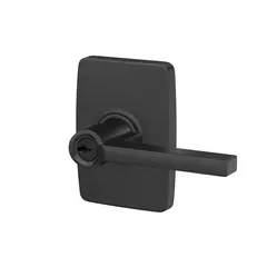 Schlage Residential F51ALAT622GEE Schlage Custom  Latitude Lever with Greene Rose Keyed Entry Lock C Keyway with 16211 Latch and 10063 Strike Matte Black Finish