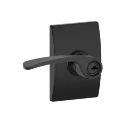 Schlage Residential F51AMER622CEN Merano Lever with Century Rose Keyed Entry Lock C Keyway with 16211 Latch and 10063 Strike Matte Black Finish