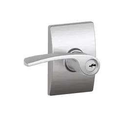 Schlage Residential F51AMER626CEN Merano Lever with Century Rose Keyed Entry Lock C Keyway with 16211 Latch and 10063 Strike Satin Chrome Finish