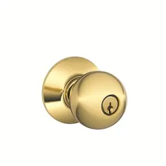 Schlage Residential F51AORB605 Orbit Knob Keyed Entry Lock C Keyway with 16211 Latch and 10063 Strike Bright Brass Finish