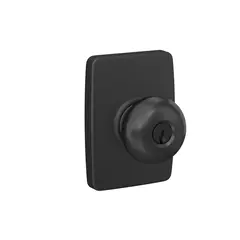 Schlage Residential F51APLY622GEE Schlage Custom  Plymouth Knob with Greene Rose Keyed Entry Lock C Keyway with 16211 Latch and 10063 Strike Matte Black Finish