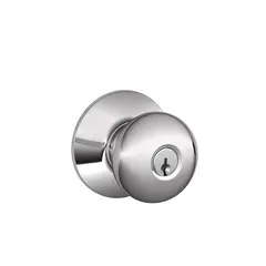 Schlage Residential F51APLY625 Plymouth Knob Keyed Entry Lock C Keyway with 16211 Latch and 10063 Strike Bright Chrome Finish