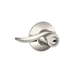 Schlage Residential F51ASAC618 Sacramento Lever Keyed Entry Lock C Keyway with 16211 Latch and 10063 Strike Bright Nickel Finish