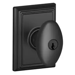 Schlage Residential F51ASIE622ADD Siena Knob with Addison Rose Keyed Entry Lock C Keyway with 16211 Latch and 10063 Strike Matte Black Finish