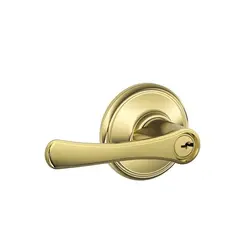 Schlage Residential F51AVLA505 Avila Lever Keyed Entry Lock C Keyway with 16211 Latch and 10063 Strike Lifetime Brass Finish