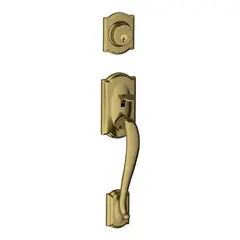 Schlage Residential F58CAM609 Camelot Exterior Active Handleset Only with C Keyway Antique Brass Finish