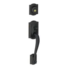 Schlage Residential F58CAM716 Camelot Exterior Active Handleset Only with C Keyway Aged Bronze Finish