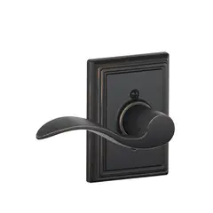 Schlage Residential F59ACC716ADDRH Right Hand Accent Lever with Addison Rose Interior Active Trim with 12326 Latch and 10269 Strikes Aged Bronze Finish