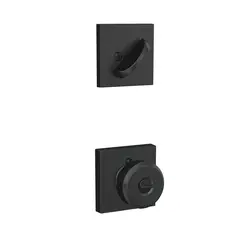 Schlage Residential F59BWE622COL Bowery Knob with Collins Rose Interior Active Trim with 12326 Latch and 10269 Strikes Matte Black Finish