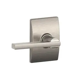 Schlage Residential F59LAT619CEN Latitude Lever with Century Rose Interior Active Trim with 12326 Latch and 10269 Strikes Satin Nickel Finish